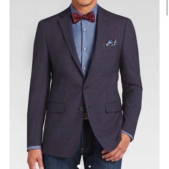 calvin klein blue plaid slim fit sport coat